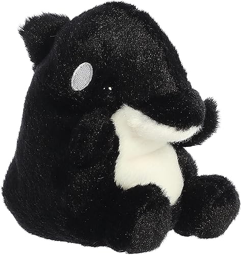 Miniatura 2 de Aurora® Adorable Palm Pals™ Juneau Orca™ Animal de peluche, diversión de bolsillo, juego sobre la marcha, negro, 5 pulgadas