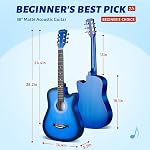 CAHAYA Acoustic Guitar Beginner Set - 38In Wood Guitar Starter Kit for Kids Teenager Adults with Guitar bag, Capo, Picks, Brass strings, Scale Stickers and Cloth