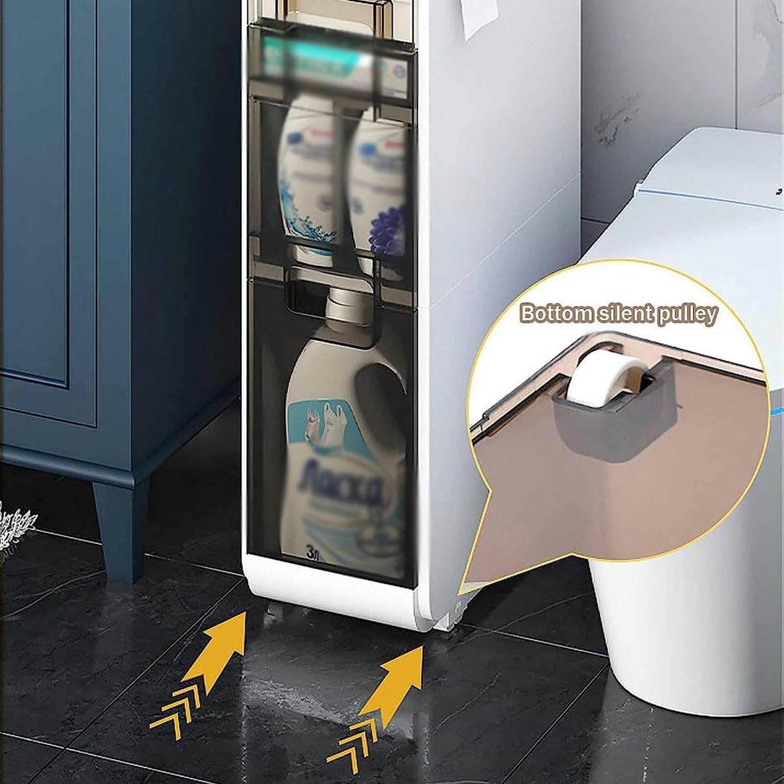 Cajones de almacenamiento apilables, gabinete de piso para baño de 2/3/4 niveles, gabinete de almacenamiento para baño con puertas y estantes, Torre de almacenamiento del