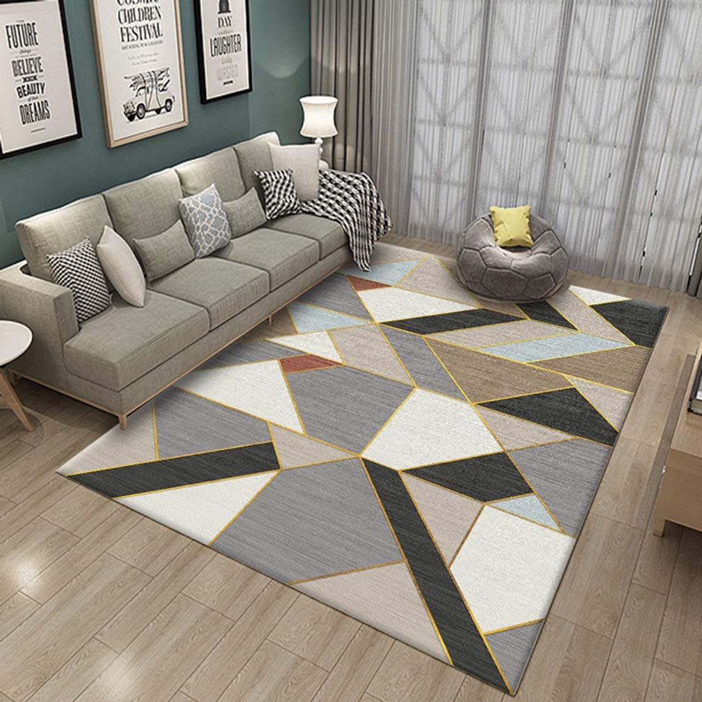 Buy MOXIC Soft Geometric Living Room Area Rugs Rectangular Children Crawling Bedroom Rug Fleece Anti-Slip Carpets Modern Home Decor Mats Indoor Outdoor Runners Nursery 3.2' X 6.5' — BookShops.in