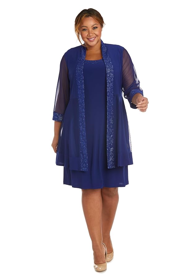 R&M Richards Women's 2-Piece Jacket Dress Set | Knee Length Sheath W/ 3/4 Sleeve Jacket | Mother of the Bride Cocktail Party Royal by R&M Richards - Used condition - Image 3