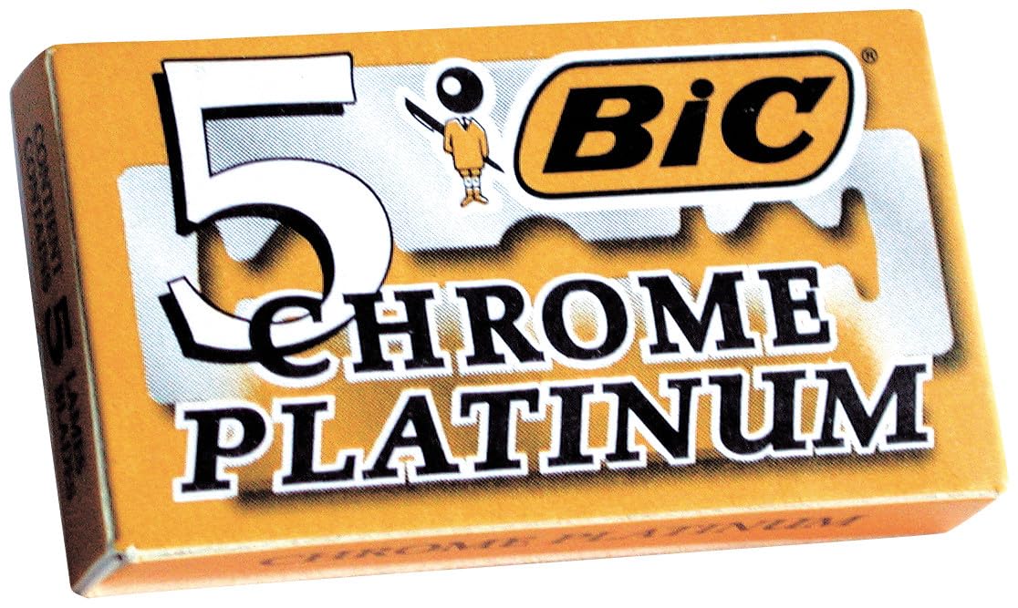 BIC Chrome Platinum lame monouso singole a doppio bordo, rasoi di sicurezza - 5 confezioni da 20 pezzi
