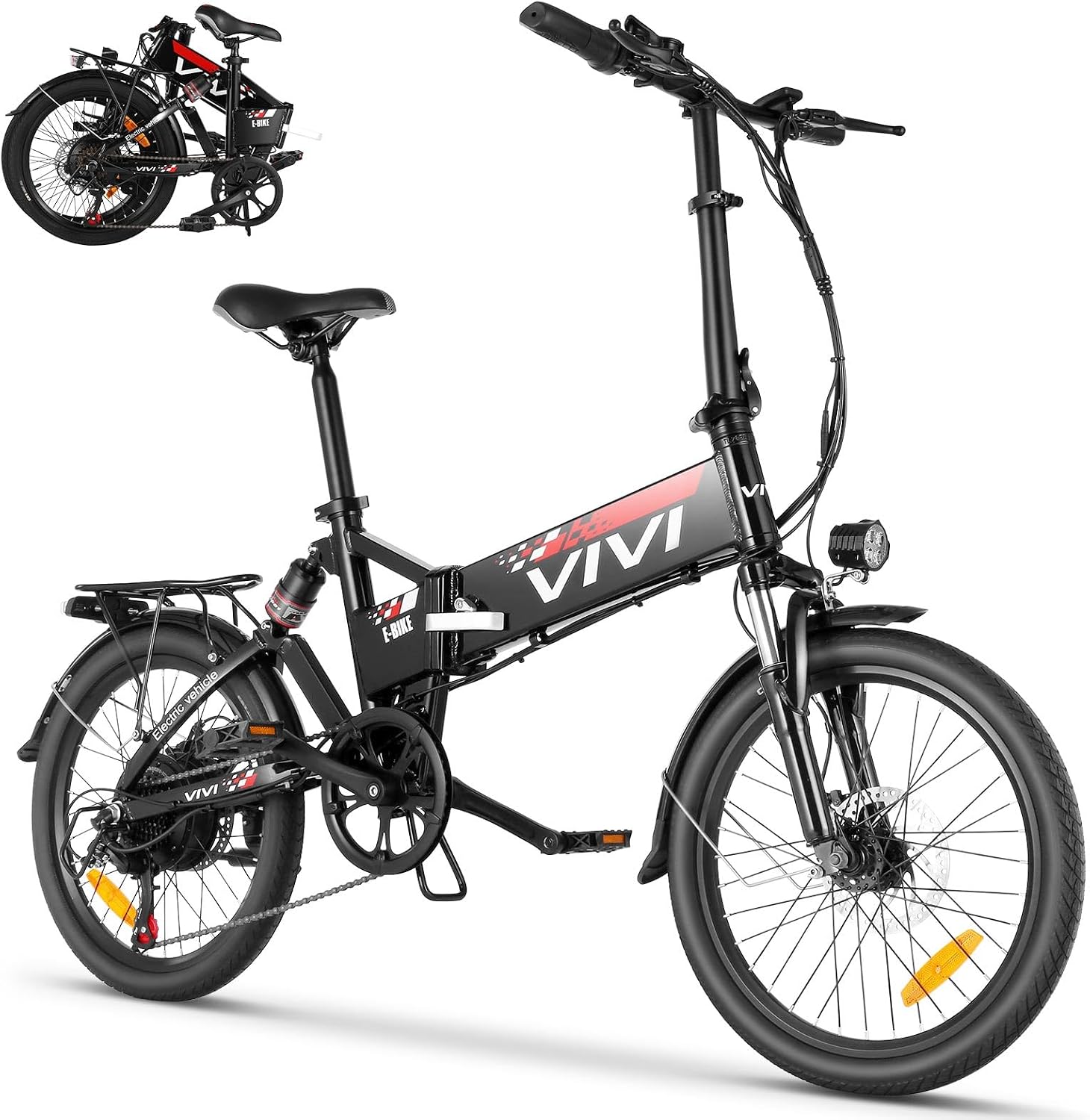 Vivi Folding Electric Bike for Adults, 20" x 2.4" Tire Fodable Ebike image 9