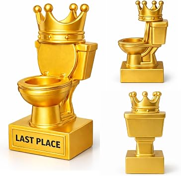 Last Place Trophy 7" Tall Funny Loser Award for Fantasy Football, Office Games & Party Pranks, Gold Resin Trophy with Built-in Plaque, 7 Inch Tall