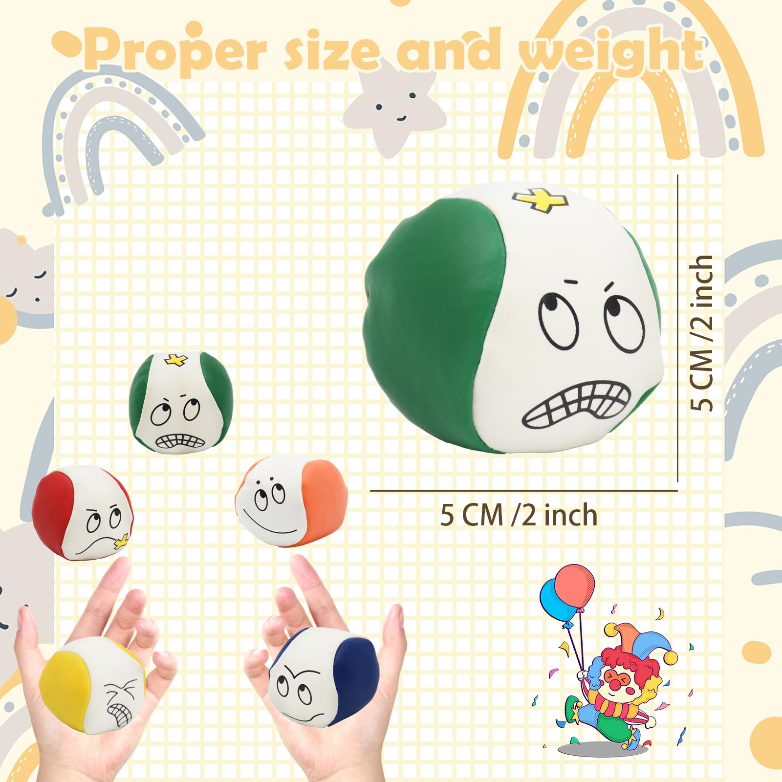 Balles De Jonglage Pour Débutants 10PCS Balles De Jonglerie Faciles Et Durables Jeux Enfants Pour Adultes,Motif Emoji-Expression - Jeux - Jouets