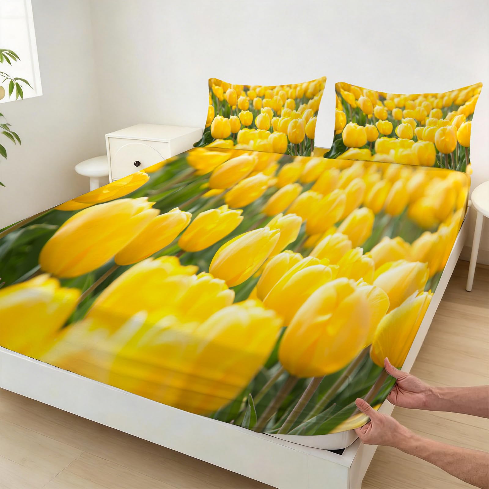 Sábana Bajera Ajustable 180 x 200 Tulipane Mar de Flores