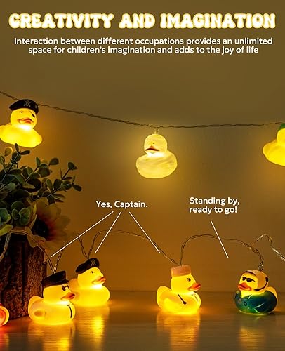 Miniatura 7 de AceList Guirnalda de 20 luces LED de pato, perfectas para niños, fiestas y habitación de niños, decoración de guarderías, funciona con pilas y