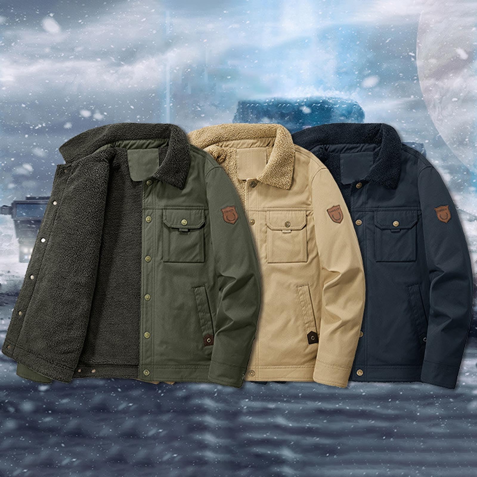Generisch Giacche invernali da uomo invernali con calda imbottitura e ispessita con tasche, stile casual, giacca foderata in velluto a coste per uomo Giacche in pile con abbottonatura Cappotti