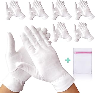 Sponsored Ad - White Premium Cotton Gloves for Sleeping, 7 Pairs White Cotton Gloves Useful for Eczema and Dry Hands, Over...