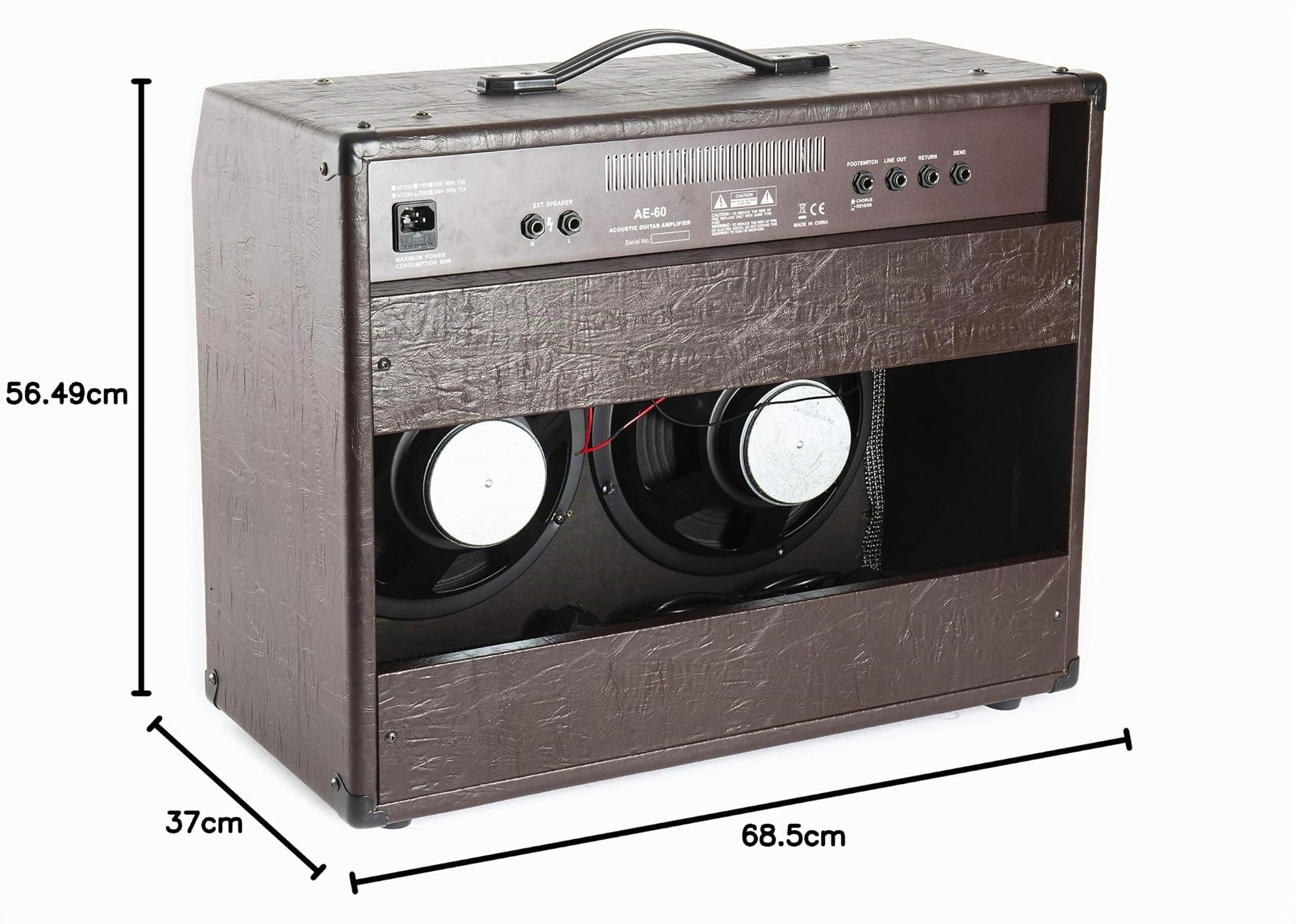 Fame AE-60 Akustik-Verstärker mit 60 Watt Leistung, 2 Kanäle für Gitarre und Gesang, Chorus, Reverb, CD-Input und globalem Equalizer