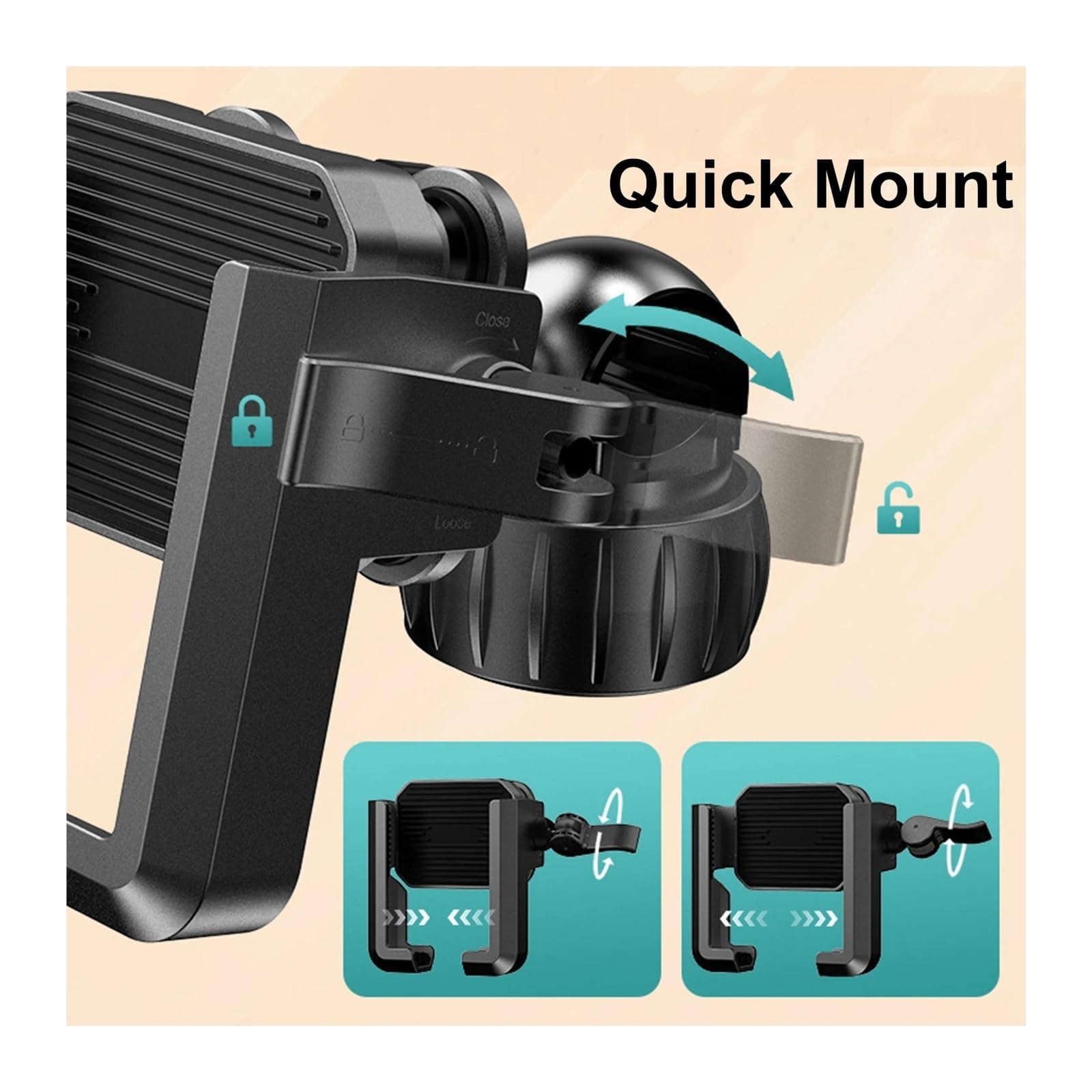 Generico Supporto universale for telefono da bici/MTB/moto con smorzatore di vibrazioni - Installazione senza attrezzi e blocco rapido for smartphone da 4-7"