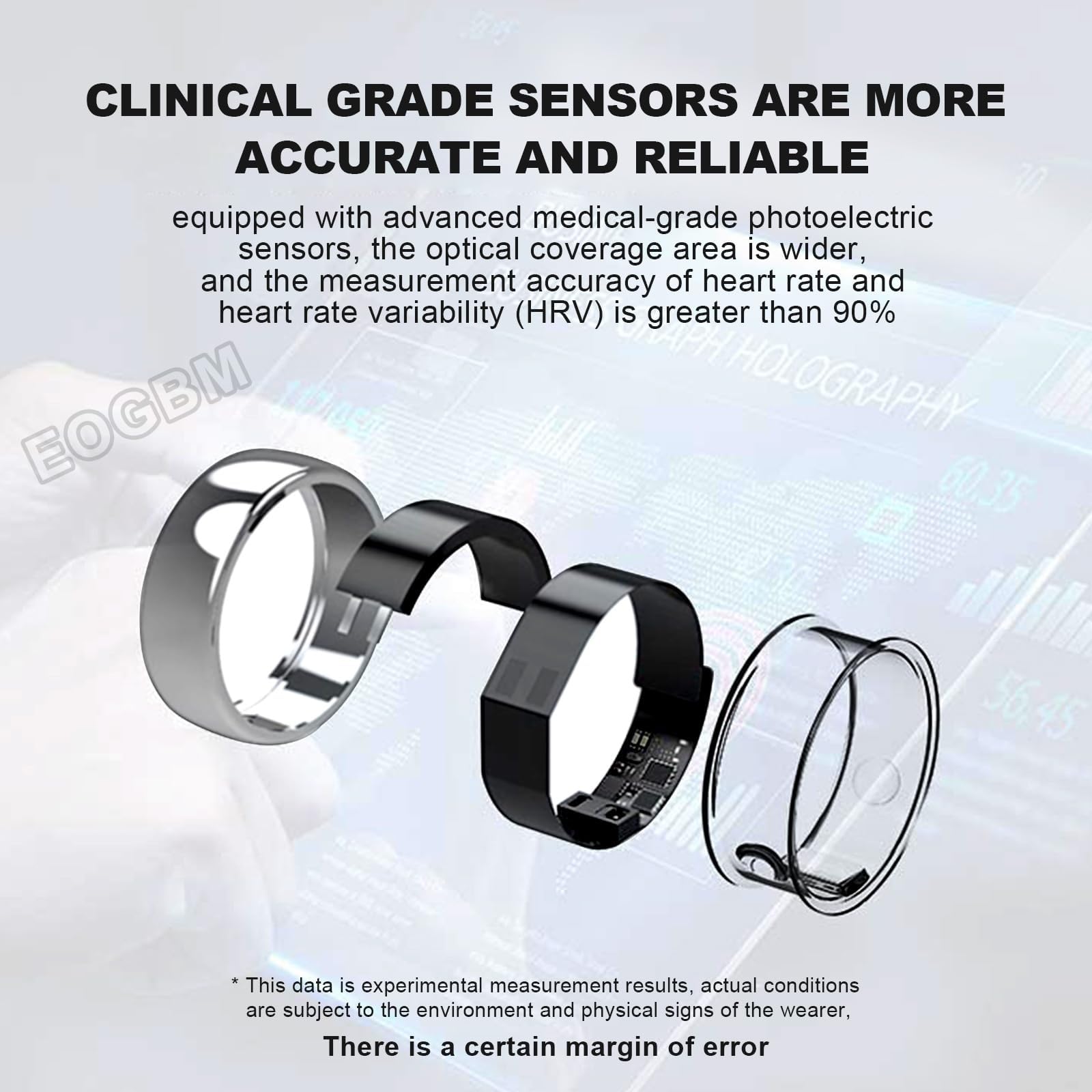 Smart Ring Fitness Tracker con cardiofrequenzimetro, Bluetooth ricaricabile impermeabile, monitoraggio del sonno, registrazione della temperatura corporea, contapassi, ossigeno nel sangue