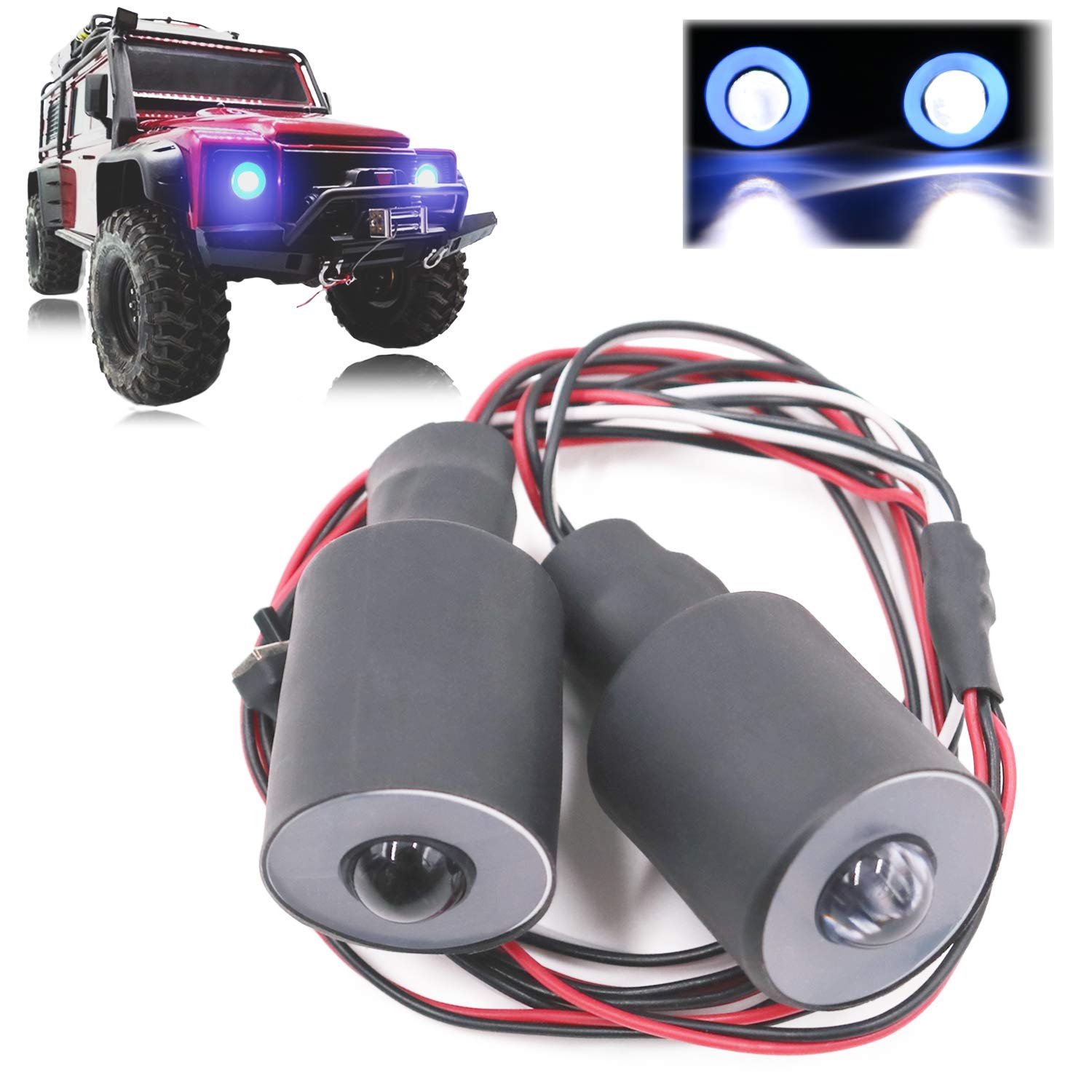 Kalevel 2 LEDs RC Car Led Lights Headlights for 1/10 RC Car Trucks Tank Tamiya Axial Kyosho Traxxas