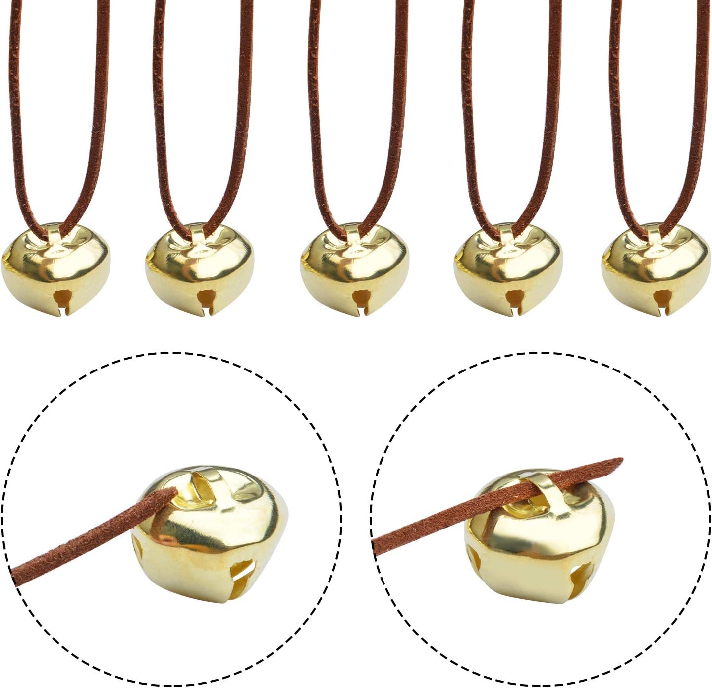 BronaGrand 50pcs Jingle Bells, 1 Inch Craft Bells Bulk DIY Bells for Christmas Festival Decoration Home Decoration,Gold
