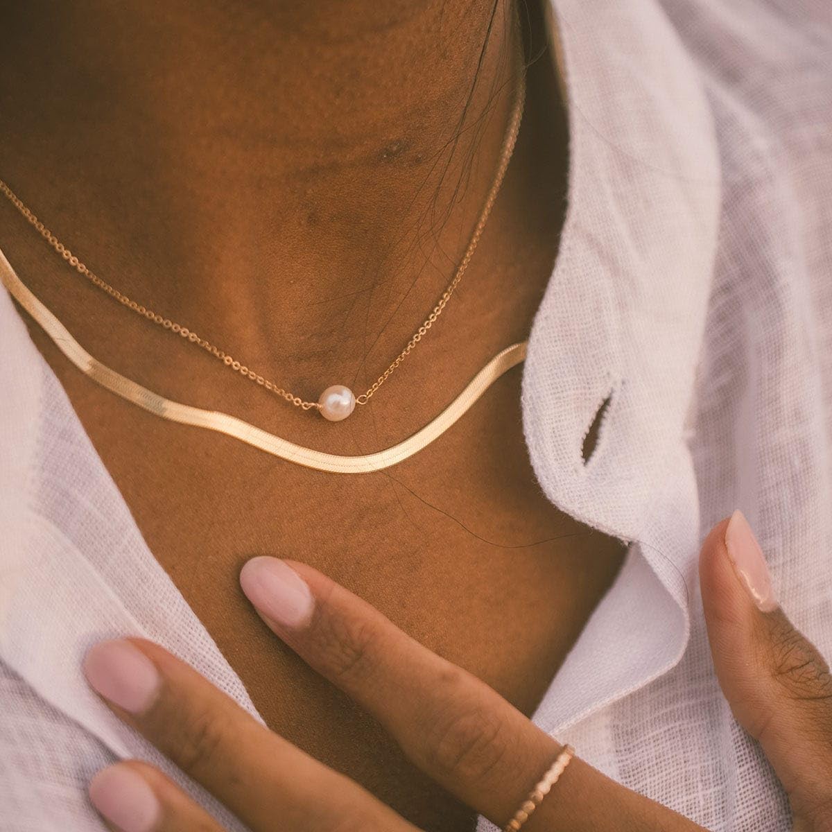Made By Mary Pearl Choker Necklace – Freshwater Pearl Jewelry | Gold Vermeil Dainty Choker | Minimalist Layering Pearl Chain | Handmade Gift for Women | Modern Classic Style | 14 in