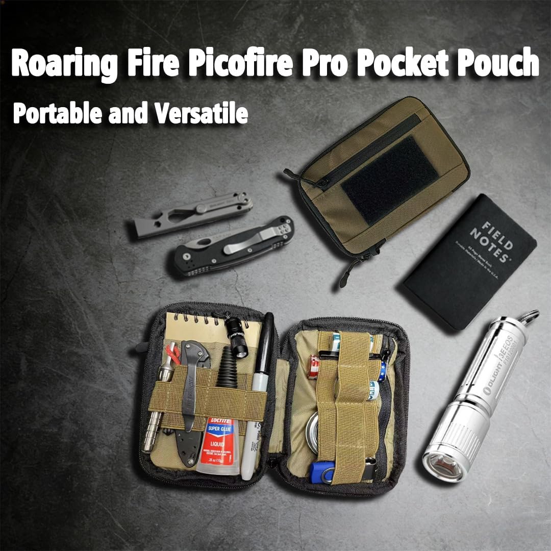 ROARING FIRE Picofire Pro EDC Pouch Organizer - Small Tool Pouch for Electronics, Cables, Flashlights,Multitool - with YKK Zippers, Water-Resistant 500D Nylon, Pocket pouch for men