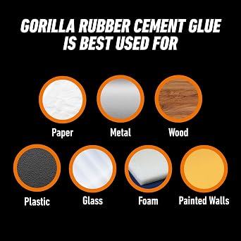 Gorilla Rubber Cement with Brush Applicator, Photo Safe, 4 fl oz, 2-Pack