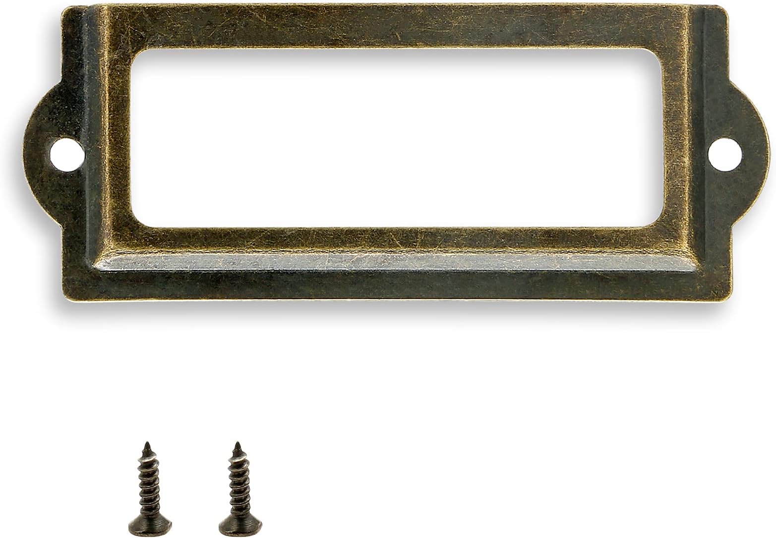 30 Pcs Antique Label Holder, 3.3 Inch Long Metal Office File Cabinet Shelves Drawer Name Card Label Holder Frames with Screws (Bronze)