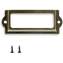 30 Pcs Antique Label Holder, 3.3 Inch Long Metal Office File Cabinet Shelves Drawer Name Card Label Holder Frames with Screws Bronze