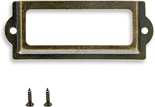 30 Pcs Antique Label Holder, 3.3 Inch Long Metal Office File Cabinet Shelves Drawer Name Card Label Holder Frames with Screws (Bronze)