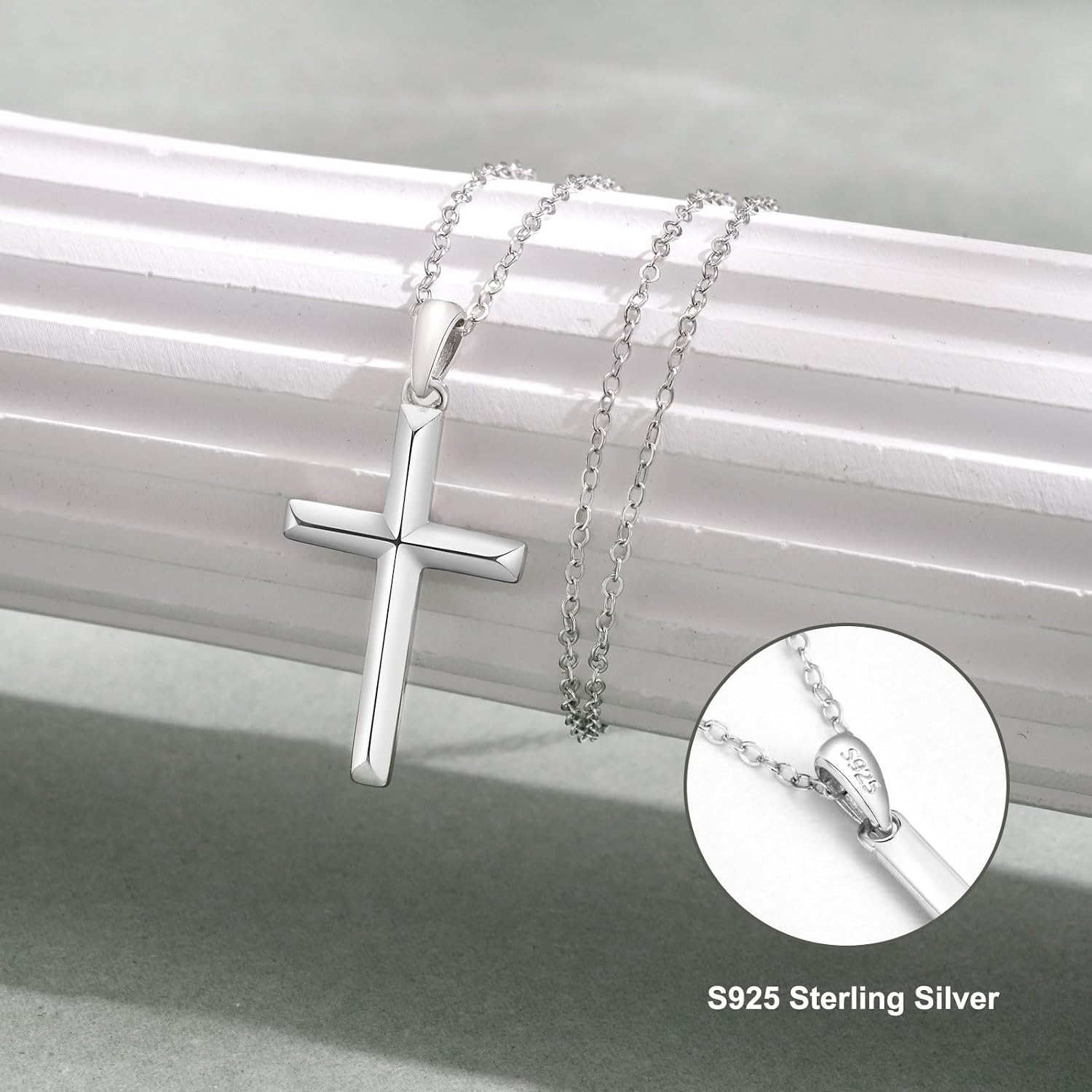 925 Sterling Silver Cross Necklace for Boys/Kids/Teens - Mini Faith Cross Necklaces for Kids Small Dainty Pendant Jewelry Gifts for Teenage, First Communion Baptism Birthday