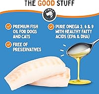 Vista 4 de Aceite de pescado 100 % puro, con omega 3, 6 y 9 para perros y gatos, 32 onza