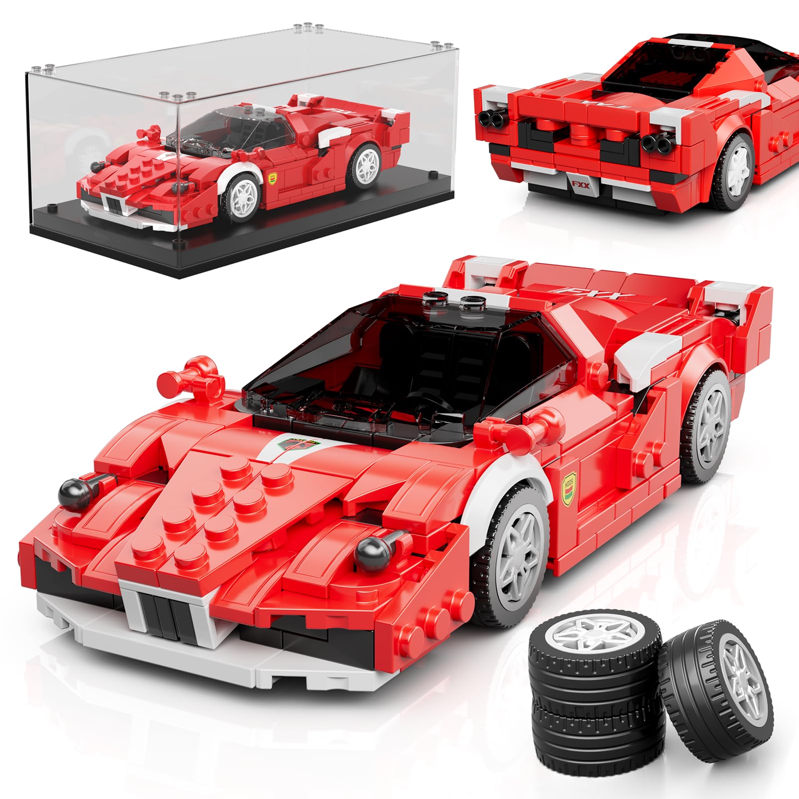 Mould King 27080 Technology Speed Champion Clamping Blocks Car Super Sports Car Building Blocks Sets FX Drift Car Building Blocks with Acrylic Display Case Collecting Gift for Adults (433 Pieces) — image 1
