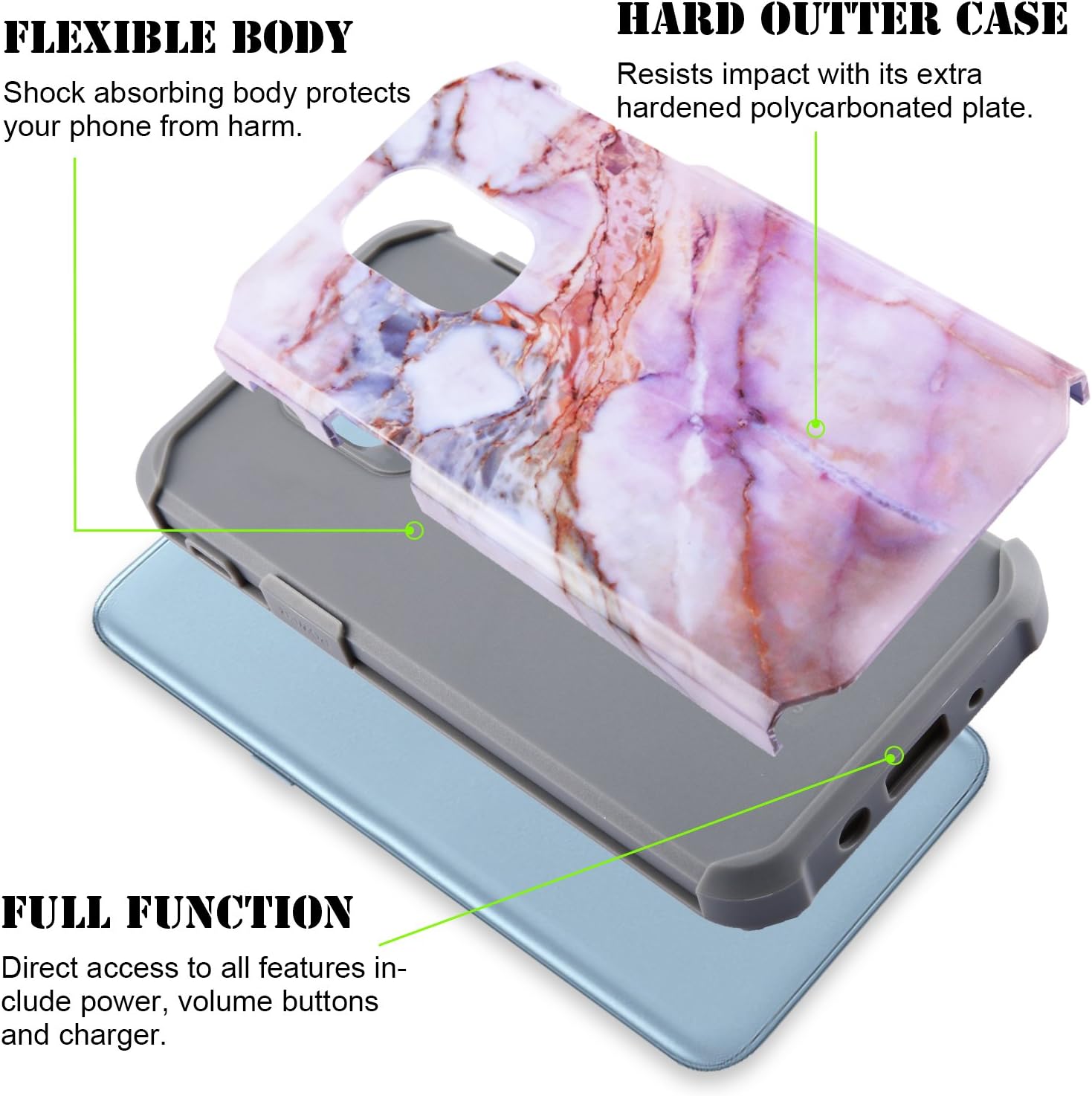 Star Samsung J7 Crown Case, Galaxy J7, Galaxy J7 Refine, Galaxy J7 2018, Galaxy J7 V 2nd Gen Case, with [Premium Screen Protector ], Starshop Shock Proof Drop Protection Phone Cover -Marble Pattern