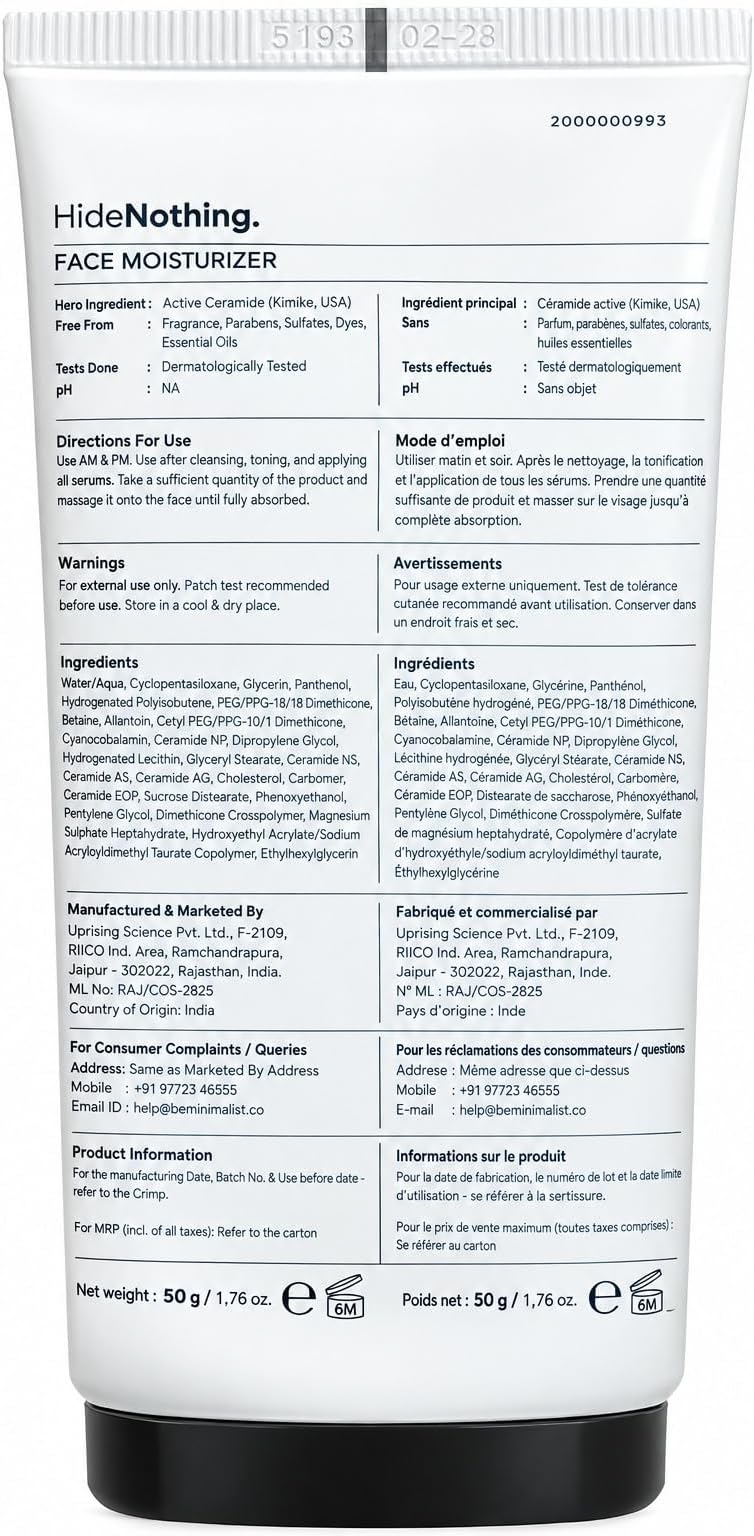 Minimalist 0.3% Ceramide Bisabolol Face Moisturizer