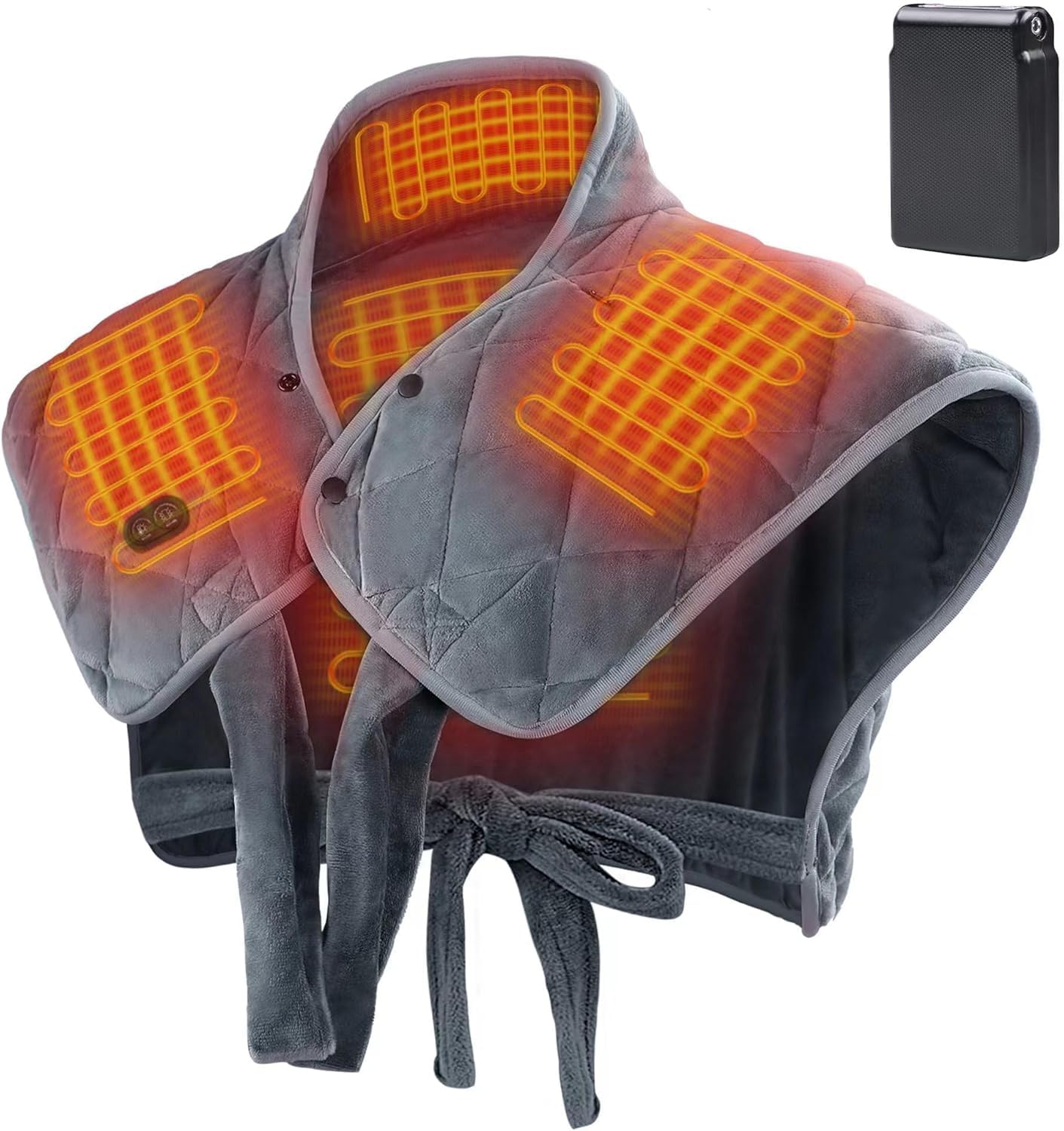 Vofuoti Cordless Heating Pad for Neck and Shoulders, Weighted Heating Pad with Battery and 3 Heat & Massage Settings, Electric Heated Neck Shoulder Wrap for Pain Relief, 14'' x 22'', 2lbs