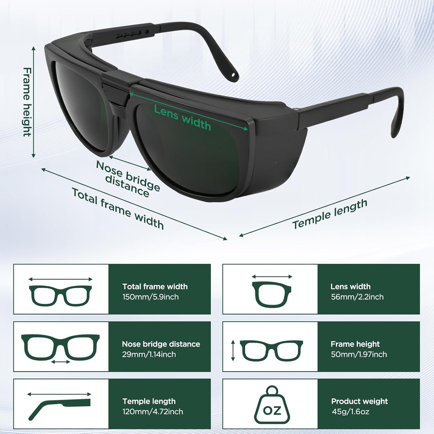 Dual Lens Welding Glasses, ANSI Z87.1 Clear/Shade Switchable ,Anti-scratch Safety Glasses, UV Protection, IR Shade Lens - Image 7