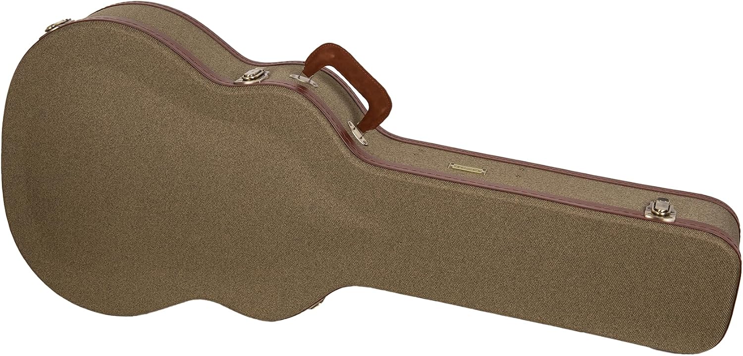 Crossrock Master Series Super Jumbo Guitar Case for Gibson SJ-200 | Olive Green Eco Tweed Fabric, Re-Engineered Shell, Leather Handle & Custom Forest Green Velvet Interior (CRW700SBGN)