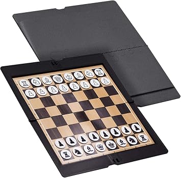 Wooden Chess Sets Wallet Appearance Portable Board Games Party Children Gift (Size : 20x18x0.5cm)