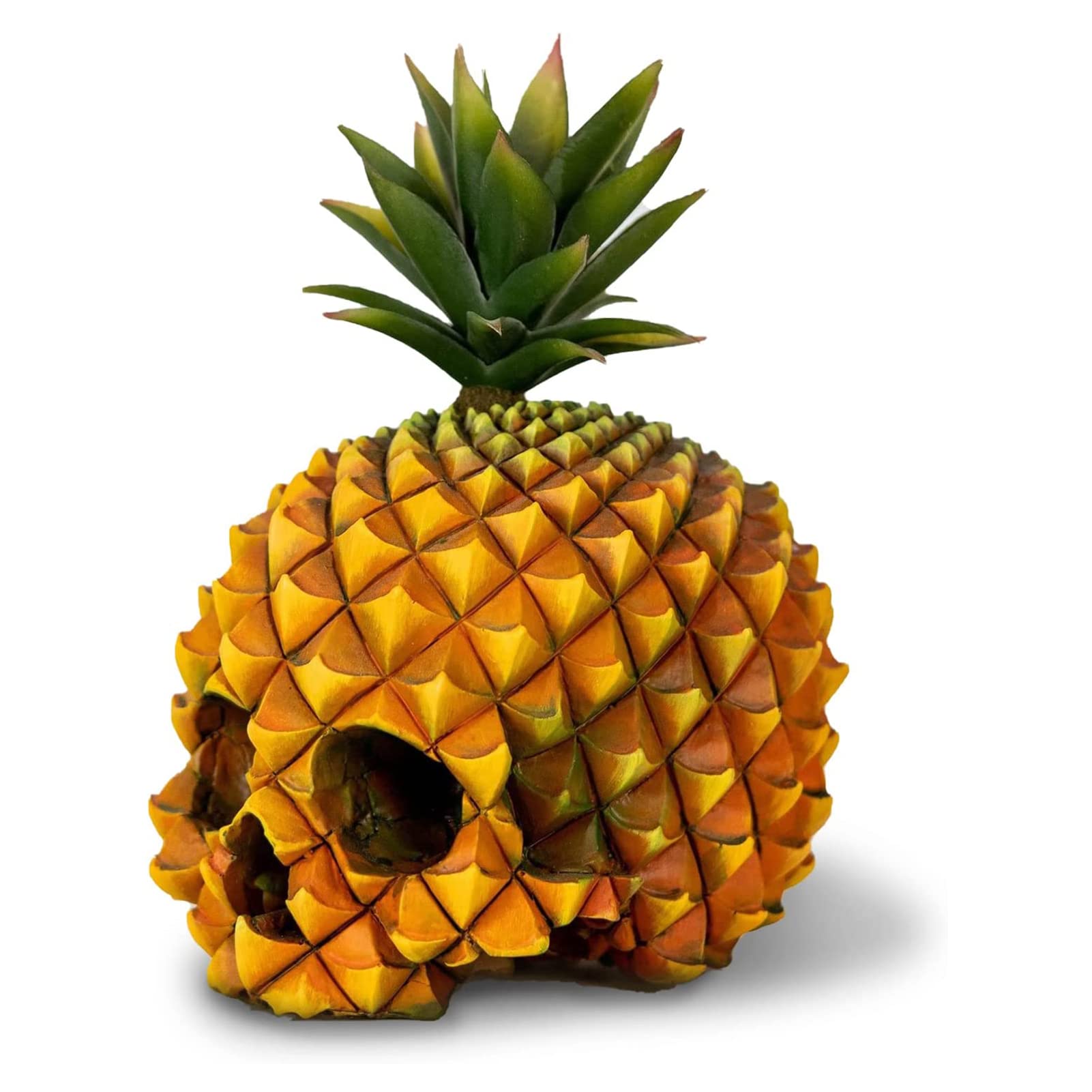SHENGMEIHalloween Pineapple Skull Statues, Pineapple Skull Head, Statue Realistic Funny Halloween Skeleton Figurine for Office Desktop Living Room Gothic Decoration (Yellow)