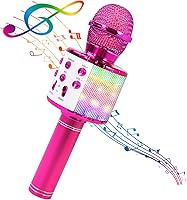 Vista 1 de BlueFire - Micrófono inalámbrico 4 en 1 para karaoke con luces LED, micrófono portátil para niños, grandes regalos y juguetes para niñas, niños