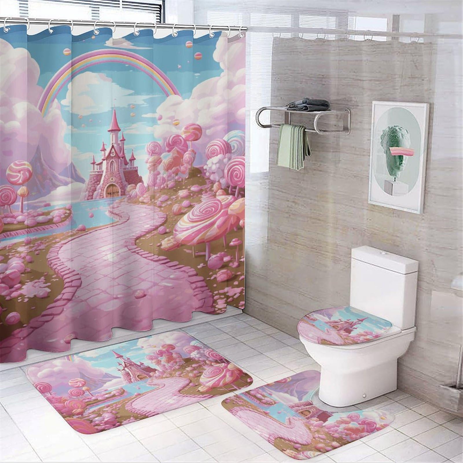 Rideaux de douche confortables rose bonbon pour matins vitaminés