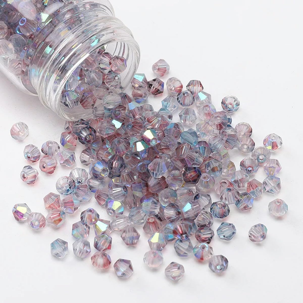 HUIOYG 130pcs 4mm Bicone Beads Crystal Loose Spacer Beads for Bracelet Making