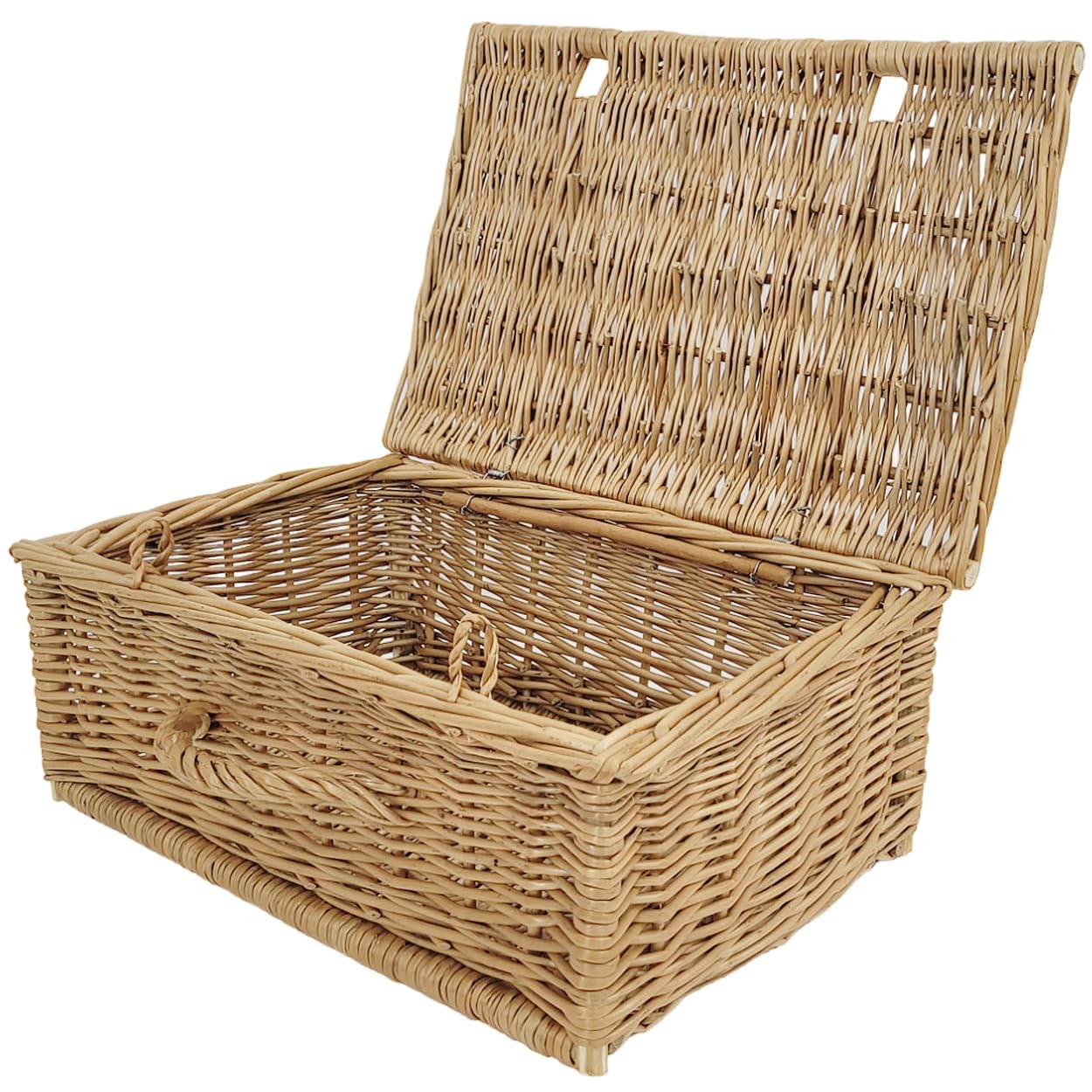 Set di 2 valigie in vimini stile retrò da 50 cm e 40 cm, cesto portaoggetti intrecciato, cestino da picnic per viaggi, campeggio, valigia