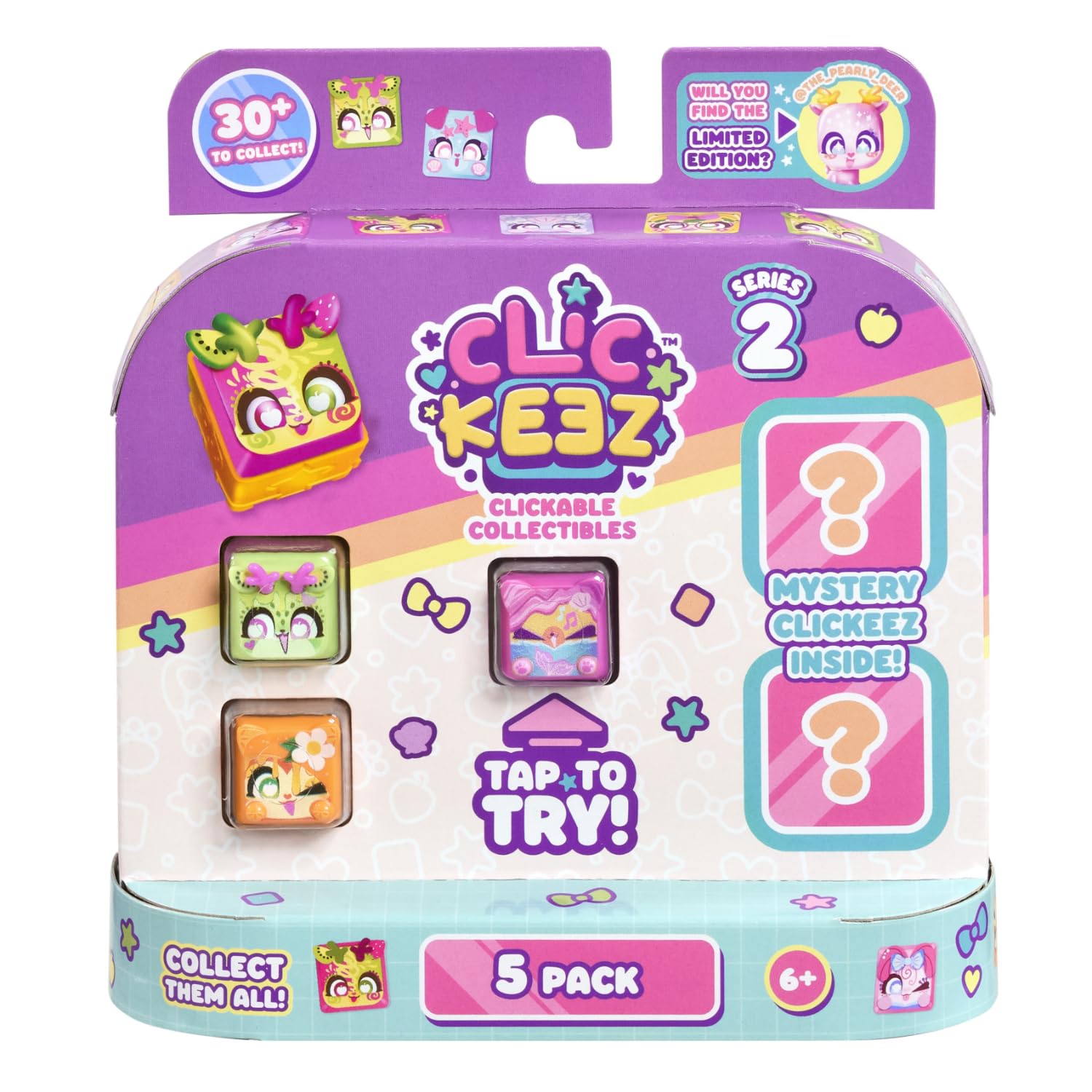 Clickeez Multipack - Series 2 | Includes 5 Clickable Keyboard Collectibles! | 30+ New Characters To Find, Cute Themes & Rare Surprises | Girls Gifts and Collectables Ages 6+
