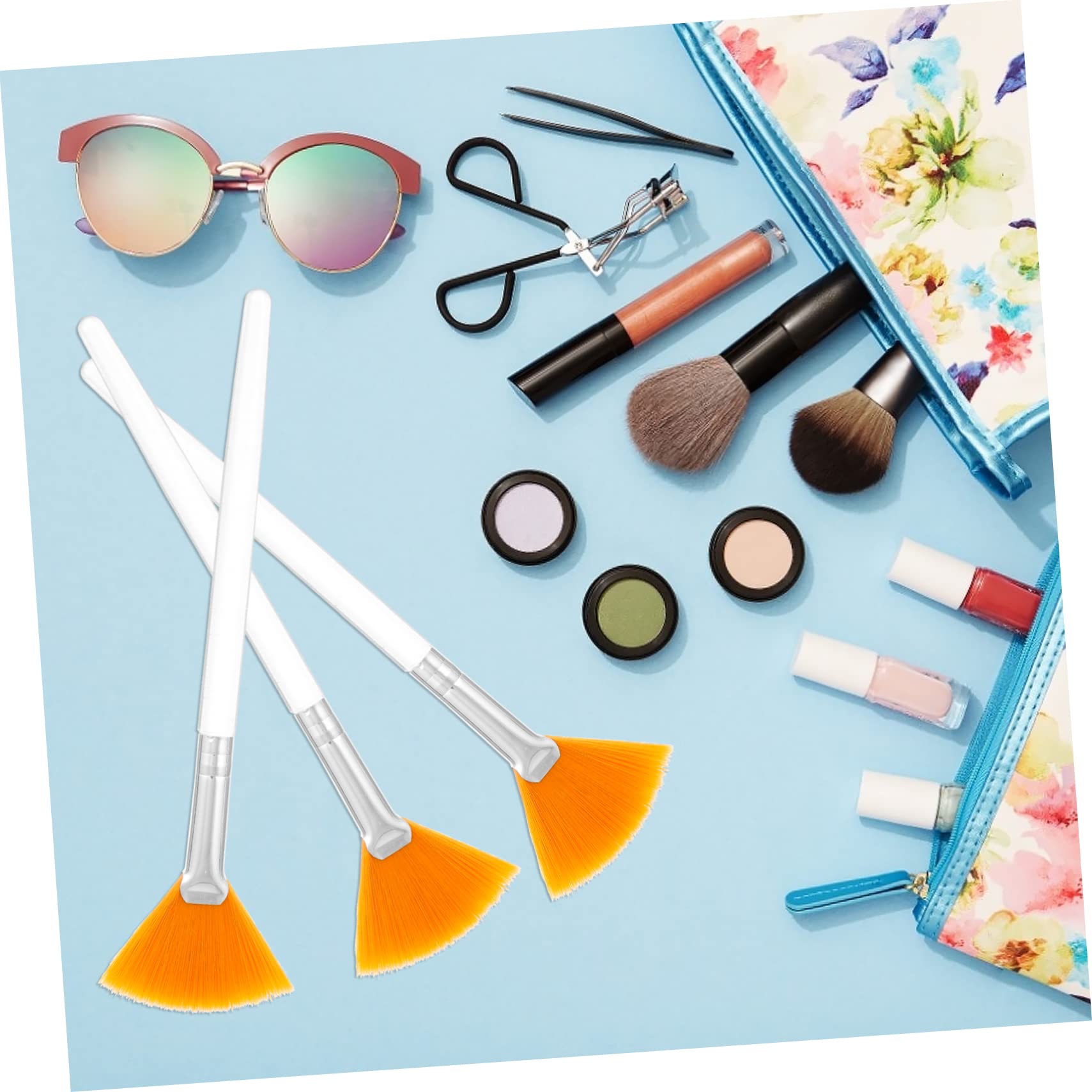 MAGICLULU 18 Piezas cepillo de máscara de belleza pequeño abanico de maquillaje cepillo para el tratamiento de la piel brochas de maquillaje pinceles maquillaje resaltadores herramientas