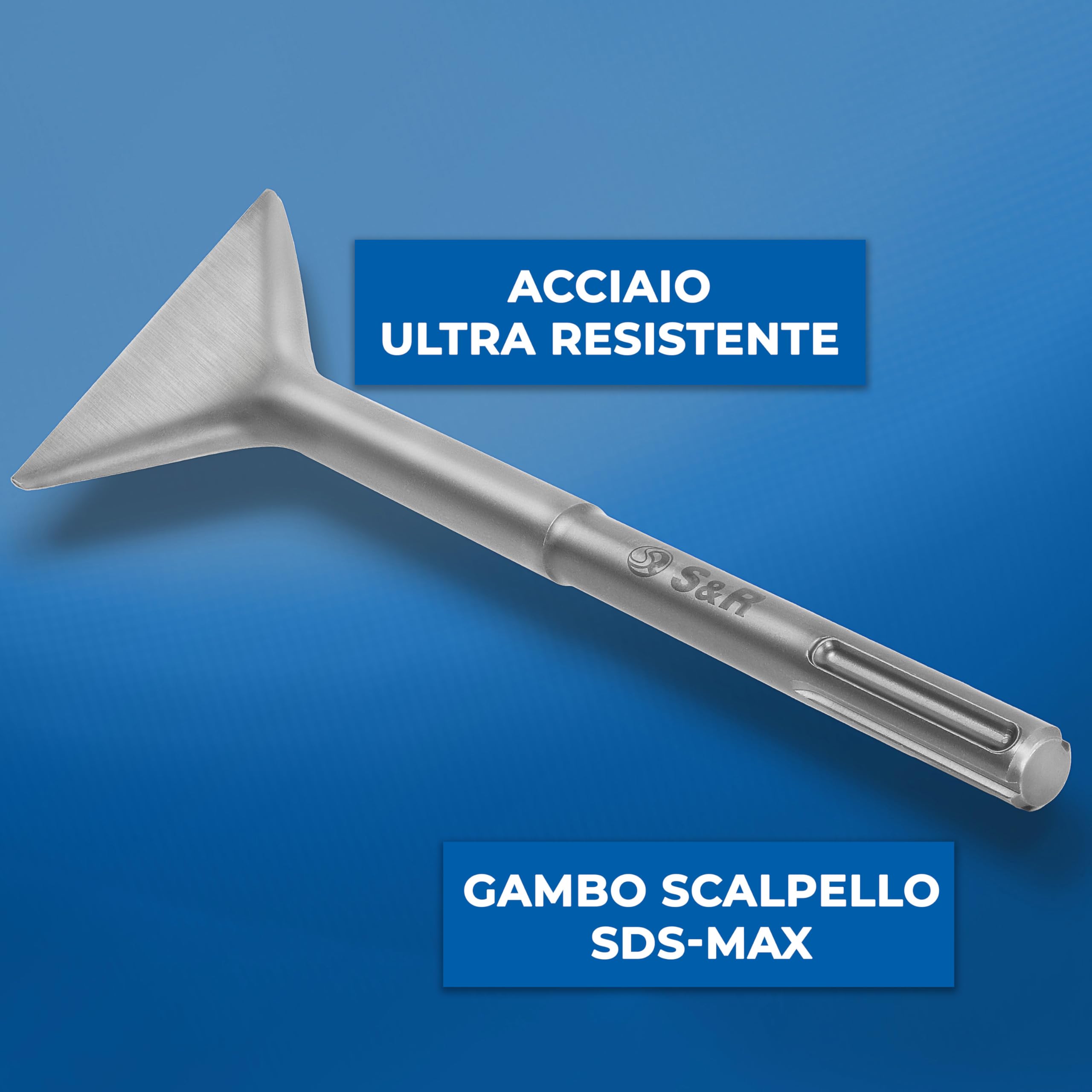 S&R Scalpello SDS MAX Largo a Spatola 350 x 105 mm per Ceramica Piastrelle Muratura. Made in Germany - Qualità Industriale