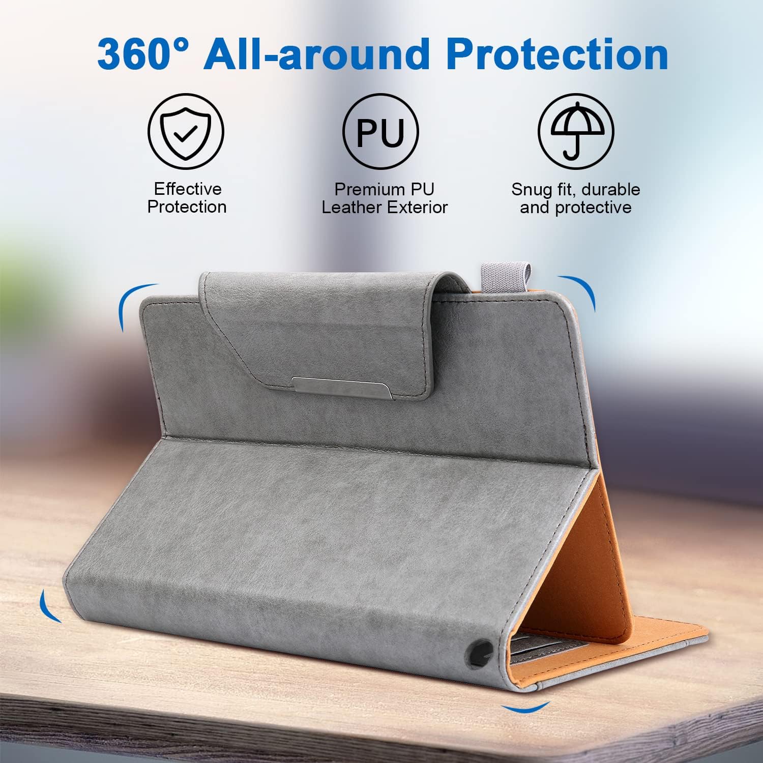 JZCreater Kindle Fire HD 10/HD 10 Plus Tablet Case (Only Compatible with 11th Generation, 2021 Release), Premium PU Leather Lightweight Slim Smart Stand Cover with Auto Wake/Sleep, Grey