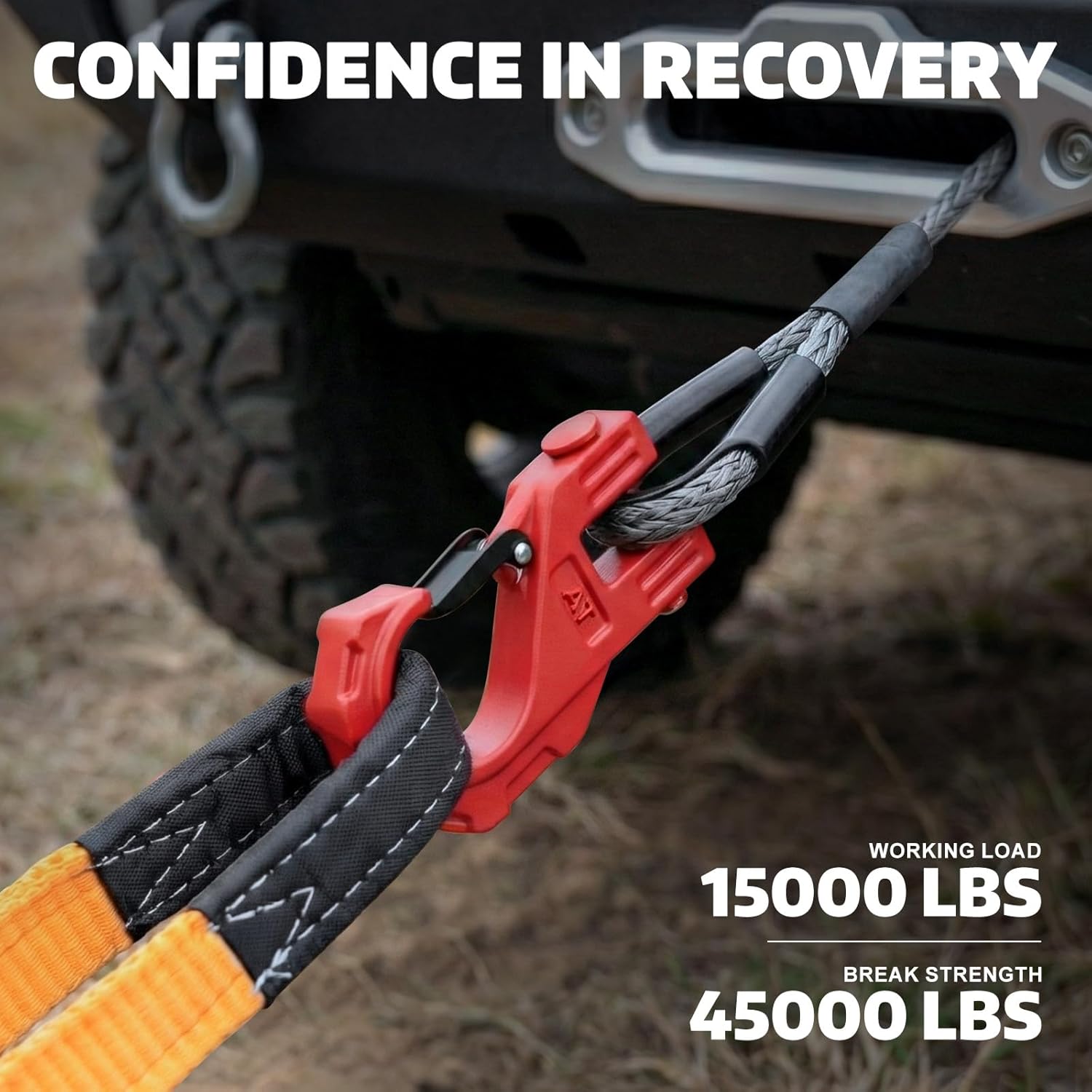 AUTOBOTS 3/8" Winch Hook Heavy Duty, Max 20 Ton (45,000 Lbs), Forged Steel ATV Winch Hook with Safety Latch, Tow Hook for Synthetic Rope Winch Cable ATV UTV Red - Image 4