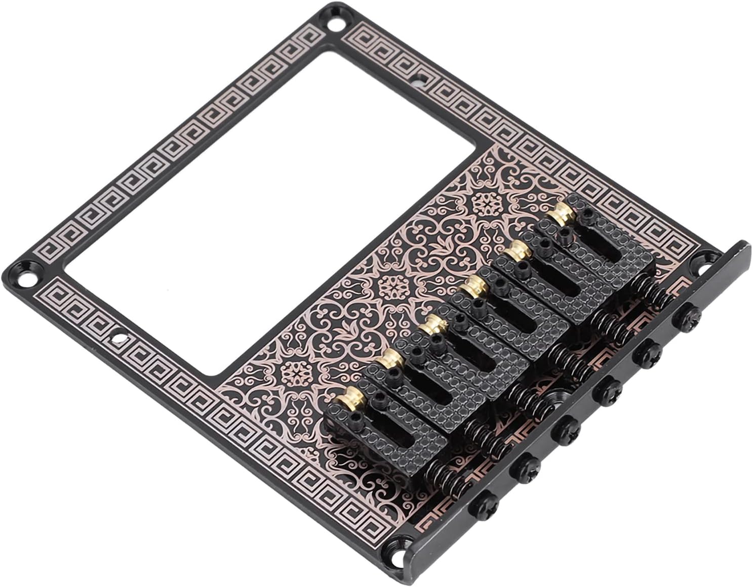Guitar Bridge, Durable Saddle Bridge with Screws Wrench for TL Telecaster Electric Guitars Humbucker Pickup Slot (Black Kaleidoscope)