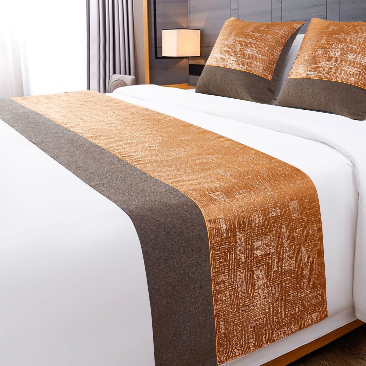JANMEYO Bed Runners Bed Scarf Bedspread Modern Bed Scarves Bed Throws Luxury Bedding Protection for Bed Cover Single Double King Size Bedroom Hotel Decoration-Brown||50X50cm Pillowcase*1
