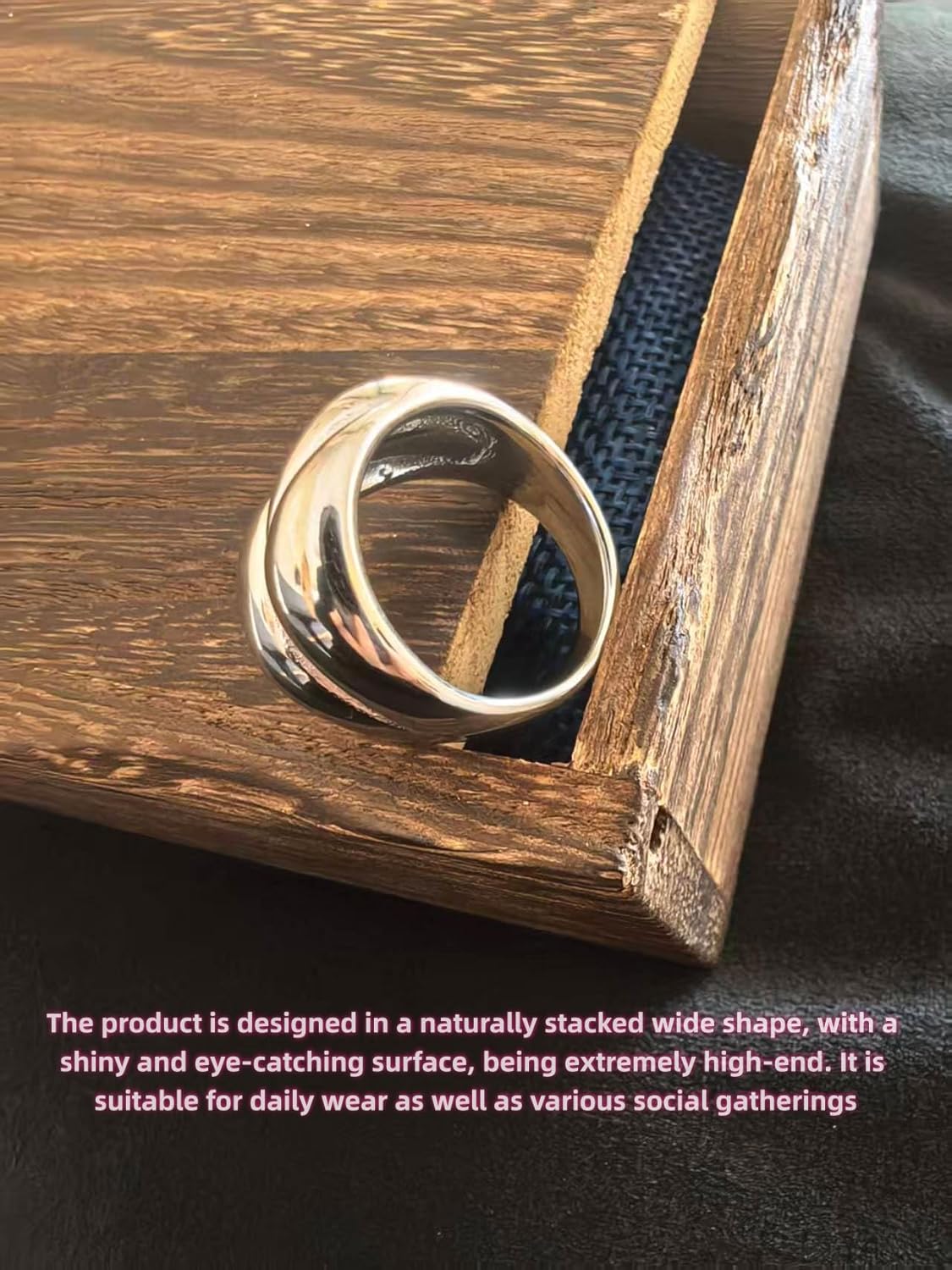 Gold Jewelry The Ring Of Power For Women Gift Shiny Chunky Rings Non Tarnish With 24K Gold Plated Engagement - Image 4