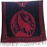 Vista 7 de Sharpshooter Conjunto de poncho de lobo aullando de luna llena roja y sombrero de vaquero negro