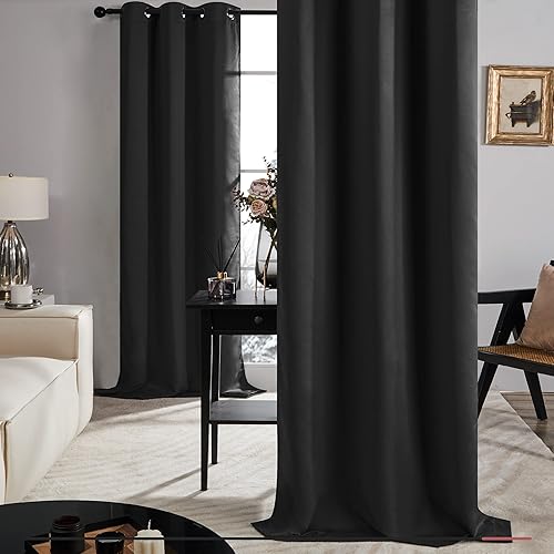 Miniatura 7 de Deconovo Cortinas 100% opacas, 63 pulgadas de largo, paneles de cortina con aislamiento térmico, cortina con ojales para sala de estar, dormitorio