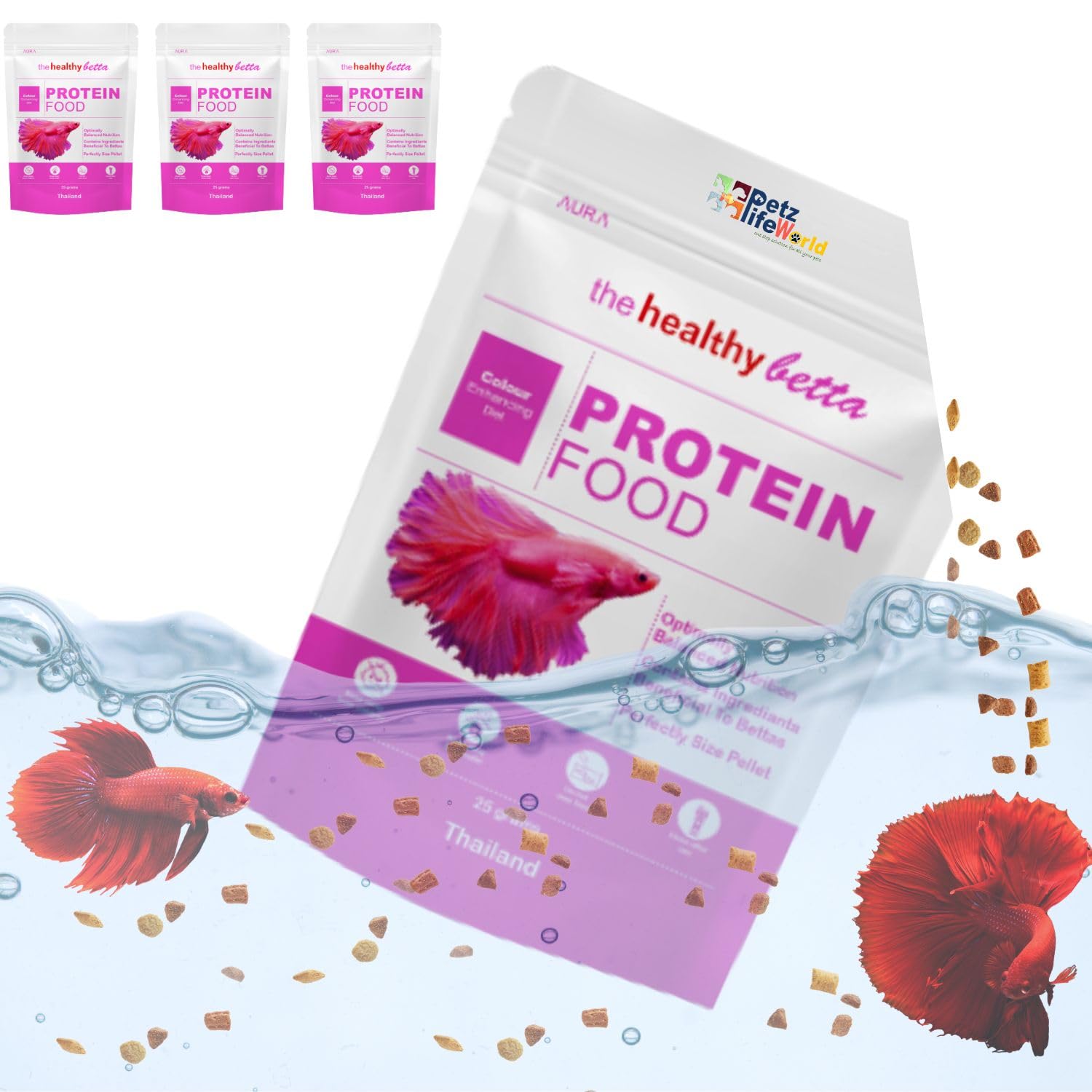 VAYINATO® Aura The Healthy Betta Protein Food, 25G | Color Enhancing Diet (Pack of 3) by Petzlifeworld-image-38