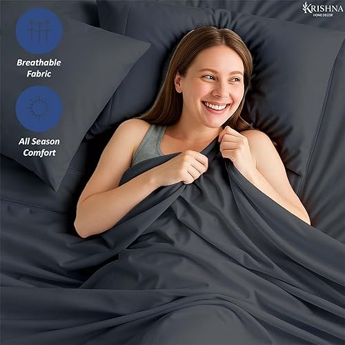 Miniatura 6 de Juego de sábanas de microfibra 1800 de 4 piezas para autocaravanas y cámper, bolsillos profundos, sábanas bajeras de 6 a 10 pulgadas, frescas y